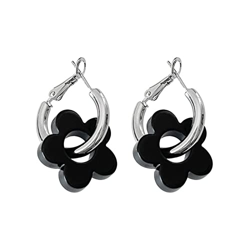 ASHLUYAK Schwarze Blumen-Creolen-Ohrringe, Piercing-Schmuck, kleine baumelnde Ohrringe, Edelstahl-Komponenten, Kreis-Ohrringe für Frauen ASHLUYAK Schwarze Blumen-Creolen-Ohrringe, Piercing-Schmuck, kleine baumelnde Ohrringe, Edelstahl-Komponenten, Kreis-Ohrringe für Frauen von ASHLUYAK