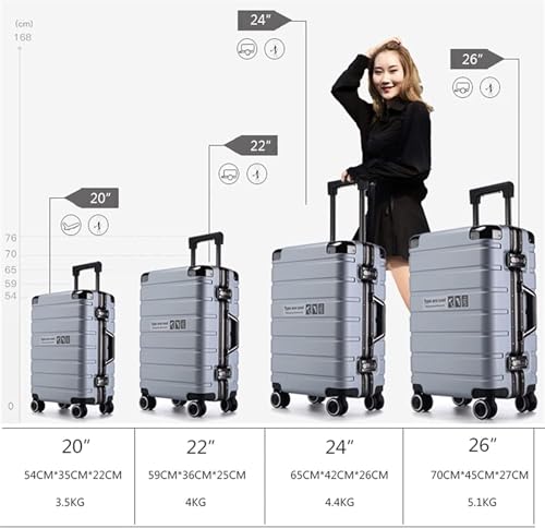 ASHSDI Koffer Reisekoffer Trolley Hartschalenkoffer, Aufgegebenes Gepäck, Koffer Mit Spinnerrädern, Handgepäck Für Damen Und Herren Boardcase Handgepäck (Color : C, Size : 22") von ASHSDI