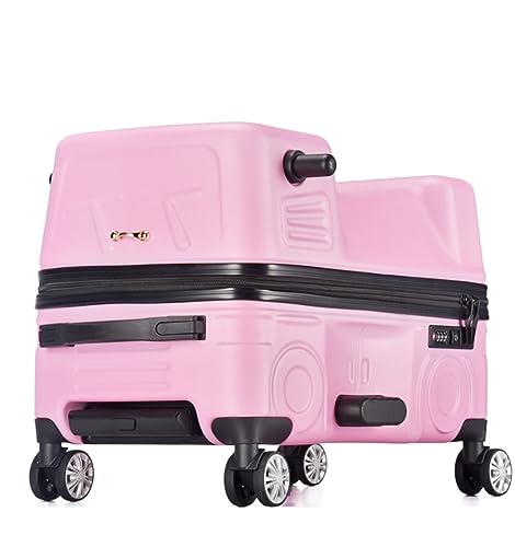 ASHSDI Koffer Reisekoffer Trolley Kreative Reitkoffer Tragbares Gepäck Jungen Und Mädchen Reisen Harter Koffer Boardcase Handgepäck (Color : Rosa, Size : 24inch) von ASHSDI