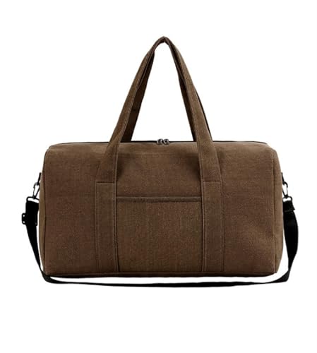 Reisetasche Sporttasche Faltbare Handgepäcktasche Aus Segeltuch, Reisetasche, Verstaubare Gepäcktasche Für Damen Und Herren Kliniktasche Geburt (Color : Brown, Size : 63 * 30 * 33cm) von ASHSDI