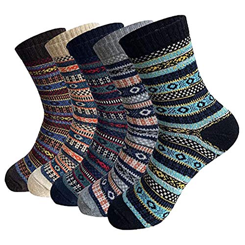 Adventskalender Kleinigkeiten ,Bunte Socken Herren Damen , 5 Paar Flauschig Warm Socken Wintersocken Kuschelige Bettsocken Schlafsocken Haussocken Thermosocken Geschenke (A1, One Size) von ASHUI