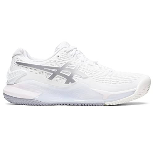 ASICS Damen Gel-Resolution 9 Clay Sneaker, White/Pure Silver, 39.5 EU von ASICS