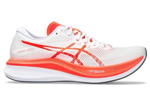ASICS Damen Magic Speed 3 Sneaker, Weiss/SONNENAUFGANGSROT, 35.5 EU von ASICS