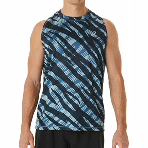 ASICS Herren Wild Camo Singlet Laufbekleidung Tank-Top Blau - Schwarz XL von ASICS