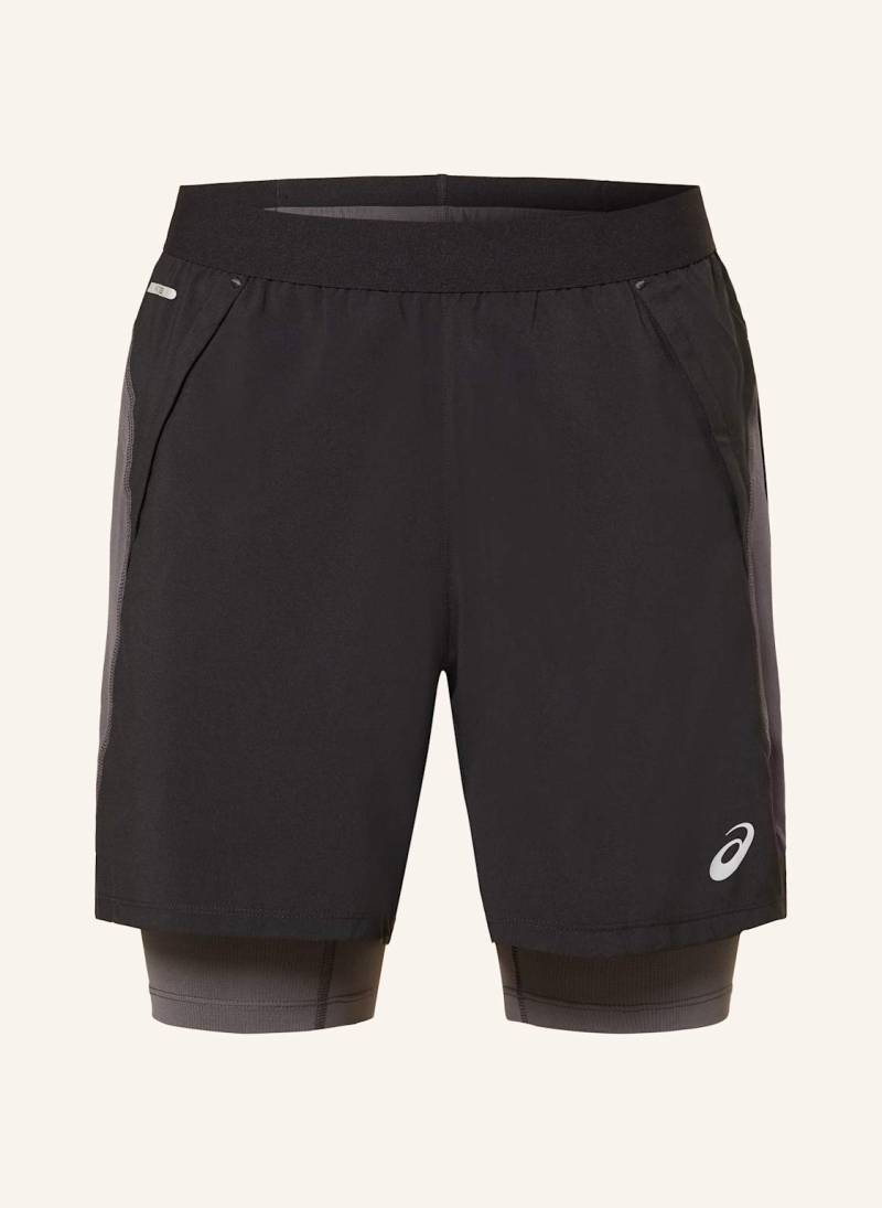 Asics 2-In-1-Laufshorts Road schwarz von ASICS