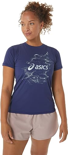 asics Nagino Graphic Run Kurzarm Oberteil Damen blau von ASICS