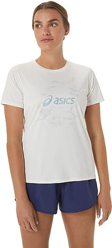 asics Nagino Graphic Run Kurzarm Oberteil Damen weiß von ASICS