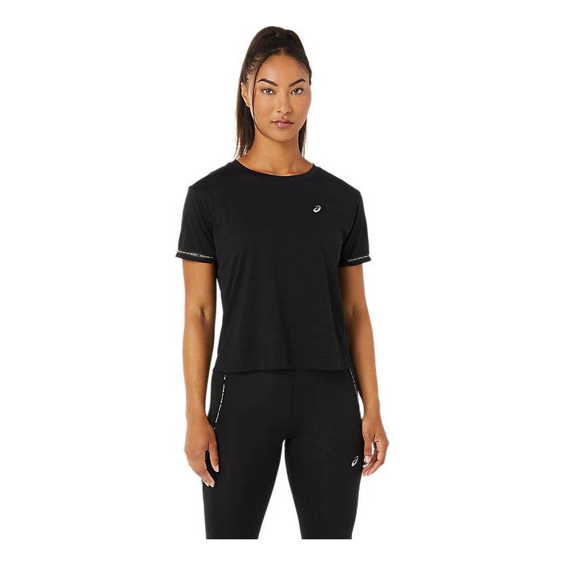 asics RACE CROP TOP Damen Laufshirt black Gr. M von ASICS