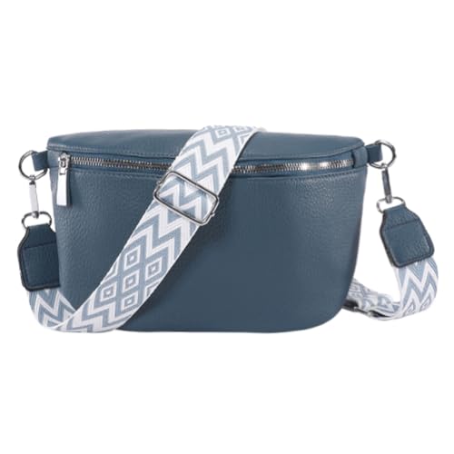 ASIEIT Damen PU-Brusttasche, modische Gürteltasche, großes Fassungsvermögen, Trendige Umhängetasche, einfarbig, stilvolle Umhängetasche, Verstellbarer Riemen, einfache Bauchtasche (blau) von ASIEIT