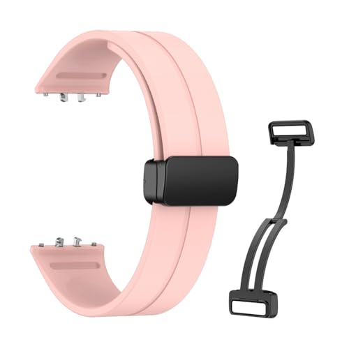 ASIEIT Magnetisches Uhrenarmband, schweißfest, Ersatzarmband, atmungsaktiv, bequem, Silikonarmband, Uhrenarmband, verstellbar, magnetische Faltschließe for Fit 3 Uhr (Rosa) von ASIEIT