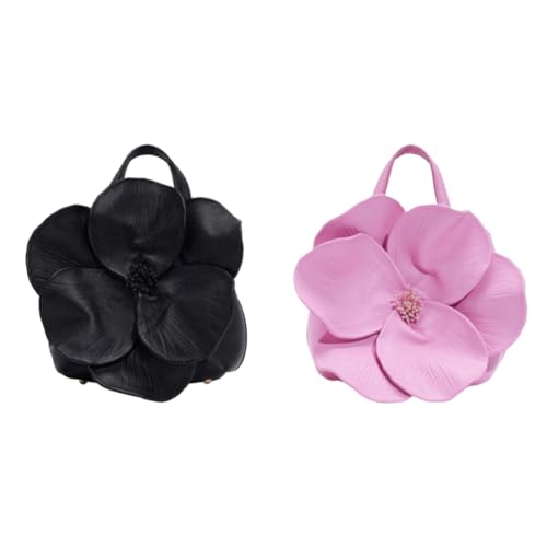 ASIEIT Mini-Blumen-Clutch-Geldbörse, PU-Leder, Blumen-Abendhandtasche for Damen (schwarz) von ASIEIT
