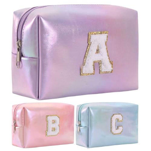 ASIEIT PU-Clutch-Aufbewahrungstasche, wasserdichte Buchstaben-Make-up-Tasche for Teenager-Mädchen (Buchstabe A) von ASIEIT