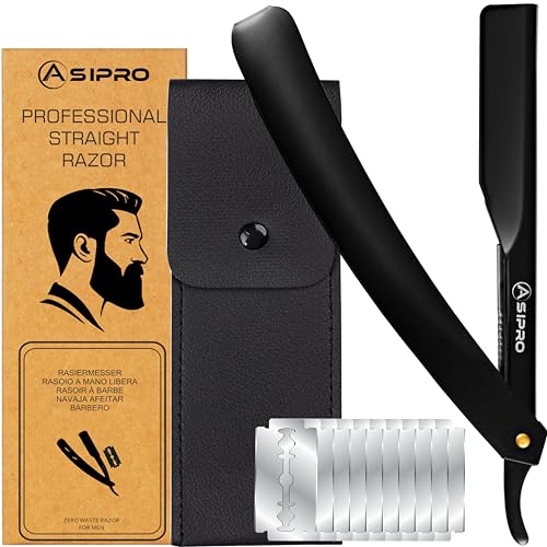 ASIPRO Rasiermesser Herren mit Etui & 10 Wechselklingen, Barber Messer Straight Razor Ideal Bartmesser Herren Set Barber Razor Rasiermesser Klingen Friseur Rasiermesser mit Wechselklingen von ASIPRO