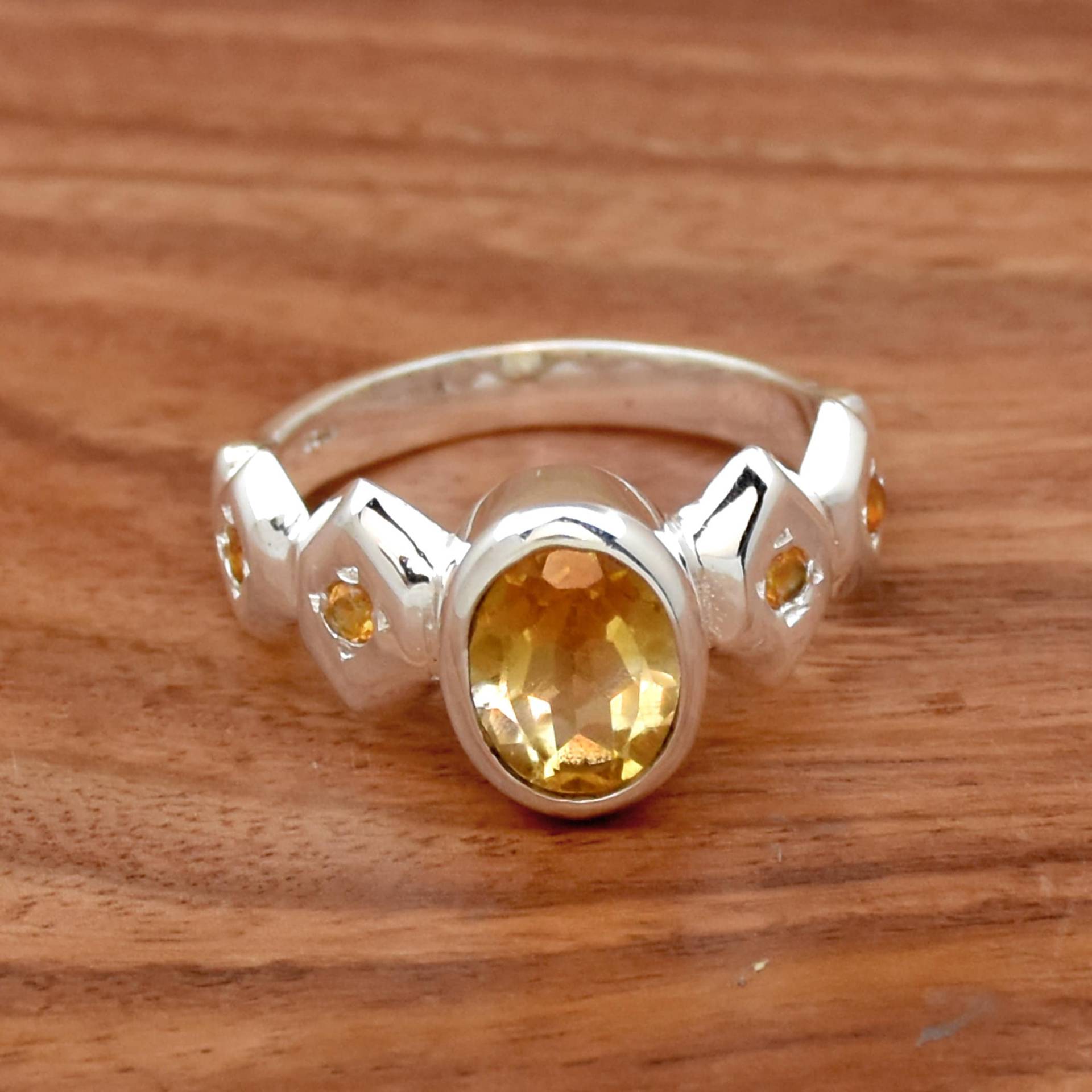 Citrin Ring, 925 Sterling Silber Ehering, Vielseitiger Handgemachter Natürlicher Verlobungsring, Statement von ASJewellersStore