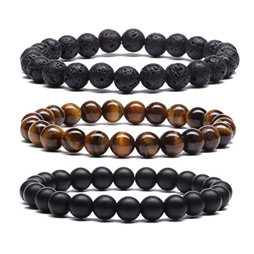ASKFNASDKMFN Herren-Perlenarmbänder, Paare, passendes Armband-Set, Lavastein-Perlen für Frauen, Steinschmuck ASKFNASDKMFN Herren-Perlenarmbänder, Paare, passendes Armband-Set, Lavastein-Perlen für Frauen, Steinschmuck von ASKFNASDKMFN