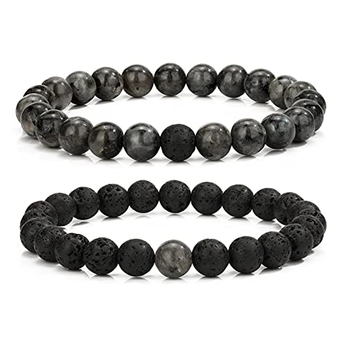 ASKFNASDKMFN Herren-Perlenarmbänder, Paare, passendes Armband-Set, Lavastein-Perlen für Frauen, Steinschmuck ASKFNASDKMFN Herren-Perlenarmbänder, Paare, passendes Armband-Set, Lavastein-Perlen für Frauen, Steinschmuck von ASKFNASDKMFN
