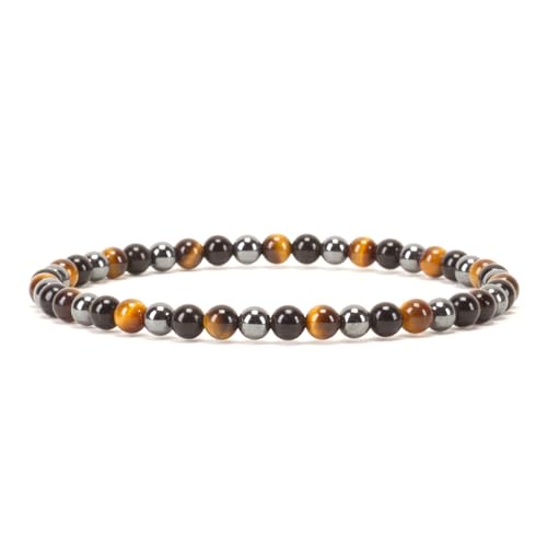 ASKFNASDKMFN Kleine, mittelgroße, große Größen – Edelstein-Perlenarmbänder für Damen und Herren – 4 mm runde Perlen von ASKFNASDKMFN