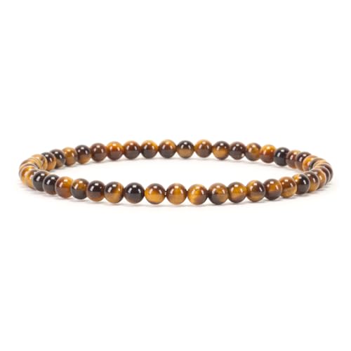 ASKFNASDKMFN Kleine, mittelgroße, große Größen – Edelstein-Perlenarmbänder für Damen und Herren – 4 mm runde Perlen von ASKFNASDKMFN