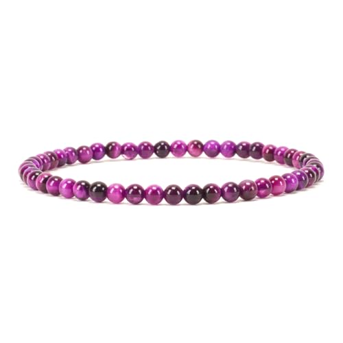 ASKFNASDKMFN Kleine, mittelgroße, große Größen – Edelstein-Perlenarmbänder für Damen und Herren – 4 mm runde Perlen von ASKFNASDKMFN