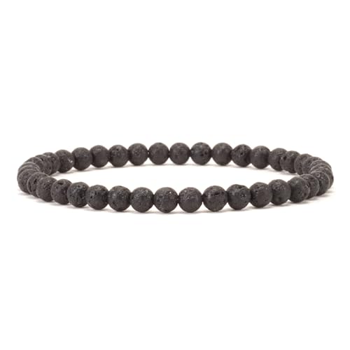 ASKFNASDKMFN Kleine, mittelgroße, große Größen – Edelstein-Perlenarmbänder für Damen und Herren – 4 mm runde Perlen von ASKFNASDKMFN