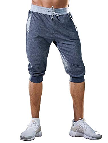 ASKSA Herren Kurze Hose Shorts Sweatshorts Sportshorts 3/4 Jogginghose Slim Fit Jogger Hosen Bermuda (Dunkelgrau, L) von ASKSA