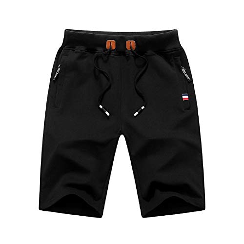 ASKSA Herren Sport Laufen Joggen Training Shorts Fitness Kurze Dünn Hose Jogging Hosen Reißverschlus(Z-schwarz, M) von ASKSA