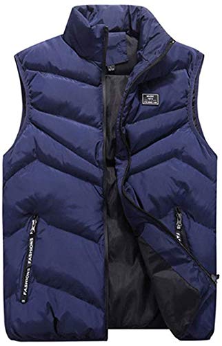 ASKSA Herren Steppweste Weste Mit Reißverschluss Taschen Daunenweste Bodywarmer Outdoor Sport Style Winterweste (Blau,XXL) von ASKSA