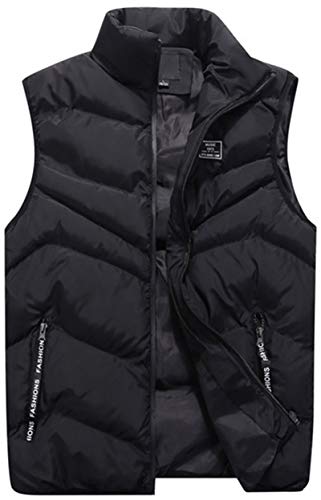 ASKSA Herren Steppweste Weste Mit Reißverschluss Taschen Daunenweste Bodywarmer Outdoor Sport Style Winterweste (Schwarz,S) von ASKSA