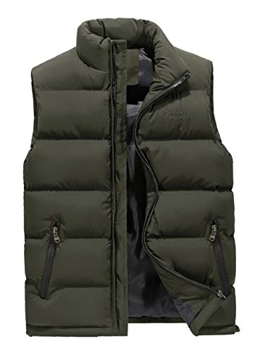 ASKSA Herren Weste Steppweste Stehkragen Daunenweste Bodywarmer ärmellos Slim-fit Outdoor Westen (Armygrün, XXXL) von ASKSA