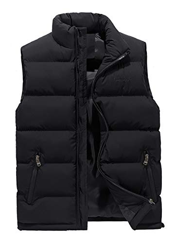 ASKSA Herren Weste Steppweste Stehkragen Daunenweste Bodywarmer ärmellos Slim-fit Outdoor Westen (Schwarz, XXXL) von ASKSA