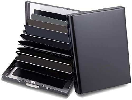 ASKSA Kreditkartenetui Herren RFID und NFC Blocking Etuis 10 Fächer Kreditkartenhülle aus Edelstahl (Schwarz) von ASKSA