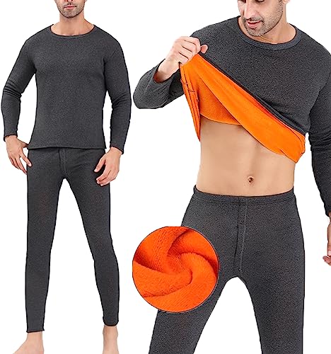 ASKSA Thermounterwäsche Herren Innenfleece Set Extra Warmes Dickes Thermo Unterwäsche Atmungsaktiv Weich Thermobekleidung Männer Winter für Lauf von ASKSA