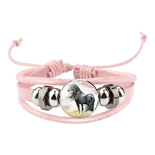 ASKX Buntes Rindsleder-Schmuck-Set mit Pferd-Muster, handperlenbesetztes Kristall-Armband, mehrlagiges Schmuck-Set für Teenager, Einheitsgröße, Kristall, Kein edelstein von ASKX