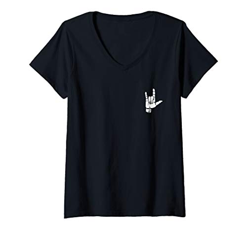 Damen ASL I Love You graphic Gift American sign Language print T-Shirt mit V-Ausschnitt Damen ASL I Love You graphic Gift American sign Language print T-Shirt mit V-Ausschnitt von ASL AMERICAN SIGN LANGUAGE designs