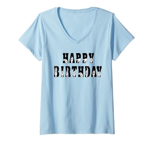 Damen Happy Birthday Alphabet Hände American Sign Language Asl T-Shirt mit V-Ausschnitt Damen Happy Birthday Alphabet Hände American Sign Language Asl T-Shirt mit V-Ausschnitt von ASL Sign language Users Store