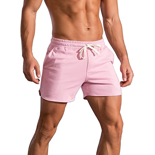 ASLIMAN Herren-Bodybuilding-Shorts für Fitnessstudio, Workout, Laufshorts, rose, X-Groß von ASLIMAN