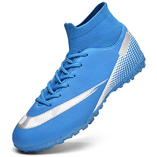 ASOCO DREAM Fußballschuhe Herren TF Fussballschuhe Kinder High Top Professionelle Athletics Trainingsschuhe Erwachsene Outdoor Sport Turf Football Schuhe,Blau,35 EU von ASOCO DREAM