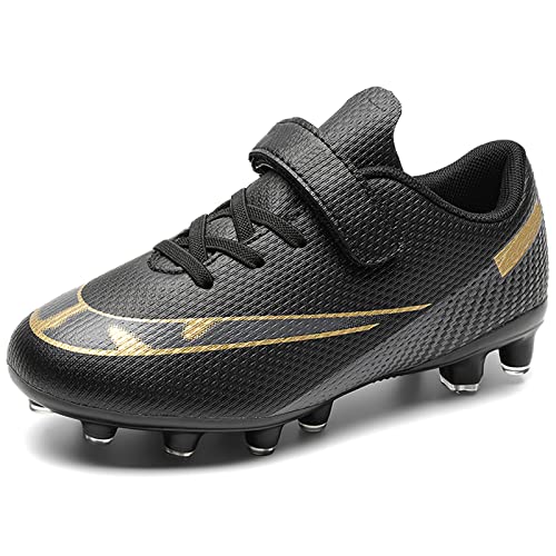 ASOCO DREAM Fußballschuhe Kinder Jungen Mädchen Low-top Stollen Spikes Cleats Outdoor Athletics Trainingsschuhe Sportliche Fussballschuhe,Schwarz,28 EU von ASOCO DREAM