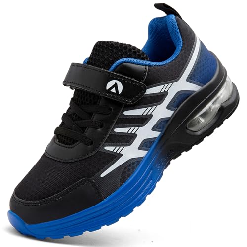 ASOCO DREAM Kinder Sneaker Jungen Mädchen Sportschuhe Turnschuhe Leicht Atmungsaktiv Hallenschuhe Laufschuhe Outdoor Tennisschuhe,Schwarz Blau,38 EU von ASOCO DREAM