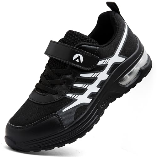 ASOCO DREAM Kinder Sneaker Jungen Mädchen Sportschuhe Turnschuhe Leicht Atmungsaktiv Hallenschuhe Laufschuhe Outdoor Tennisschuhe,Schwarz Weiß,36 EU von ASOCO DREAM