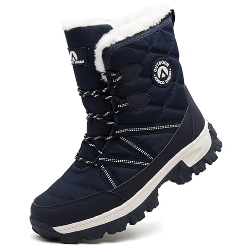 ASOCO DREAM Schneestiefel Herren Wasserdicht Warm Gefüttert Winterstiefel Outdoor Leicht Rutschfest Winterschuhe,Blau,40 EU von ASOCO DREAM
