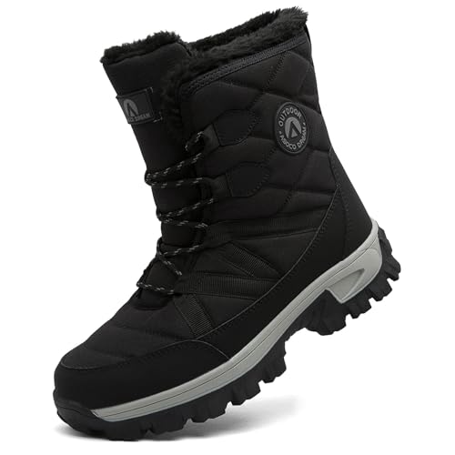 ASOCO DREAM Schneestiefel Herren Wasserdicht Warm Gefüttert Winterstiefel Outdoor Leicht Rutschfest Winterschuhe,Schwarz,40 EU von ASOCO DREAM