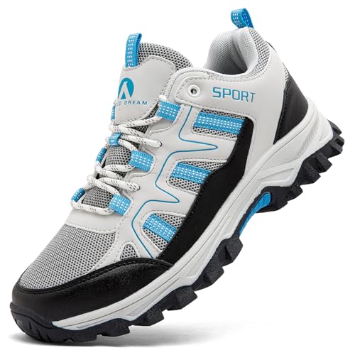 ASOCO DREAM Wanderschuhe Herren Damen Trekkingschuhe Leicht Outdoorschuhe Atmungsaktiv Bergschuhe Wanderhalbschuhe,Beige Blau,41 EU von ASOCO DREAM