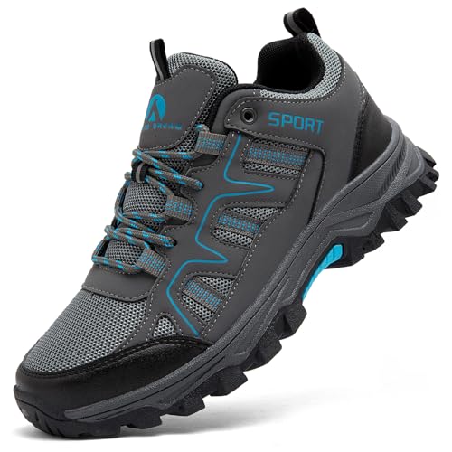 ASOCO DREAM Wanderschuhe Herren Damen Trekkingschuhe Leicht Outdoorschuhe Atmungsaktiv Bergschuhe Wanderhalbschuhe,Grau,40 EU von ASOCO DREAM