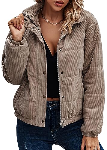 ASOMI Jacke Damen Kuschelige Fleecejacke Übergangsjacke Gefüttert Langarm Reißverschluss Herbst-Wintermantel mit Taschen 404 Hellkamelhaar Large von ASOMI