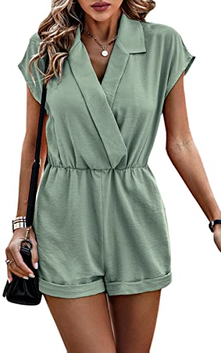 ASOMI Jumpsuit Damen Sommer Lang: Sexy Cocktail Elegant Mode Gürtel Overall Hochzeit Hawaii Urlaub Strand V-Ausschnitt Hosenanzug Business Baggy Festlich Spaghettiträger Outfit B-Grau Grün S von ASOMI