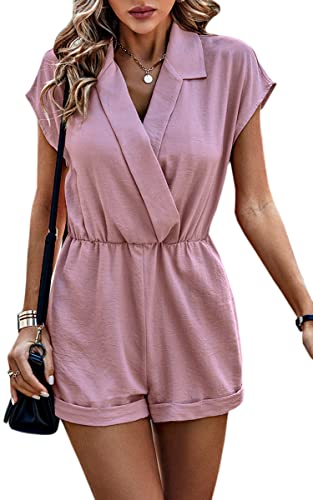 ASOMI Jumpsuit Damen Sommer Lang: Sexy Cocktail Elegant Mode Gürtel Overall Hochzeit Hawaii Urlaub Strand V-Ausschnitt Hosenanzug Business Baggy Festlich Spaghettiträger Outfit B-Rosa L von ASOMI