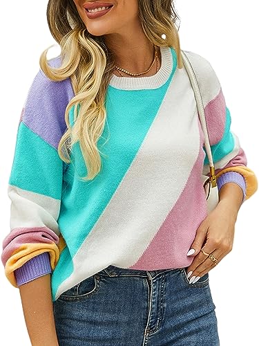 ASOMI Strickpullover Damen Gestreift Kariert: Elegant Rollkragen Pullover Winterpullover Warm Herbst Strickpulli Lässig Rundhals Farbblock Pulli Langarm Mode Übergangspullover 64Hellgrün M ASOMI Strickpullover Damen Gestreift Kariert: Elegant Rollkragen Pullover Winterpullover Warm Herbst Strickpulli Lässig Rundhals Farbblock Pulli Langarm Mode Übergangspullover 64Hellgrün M von ASOMI