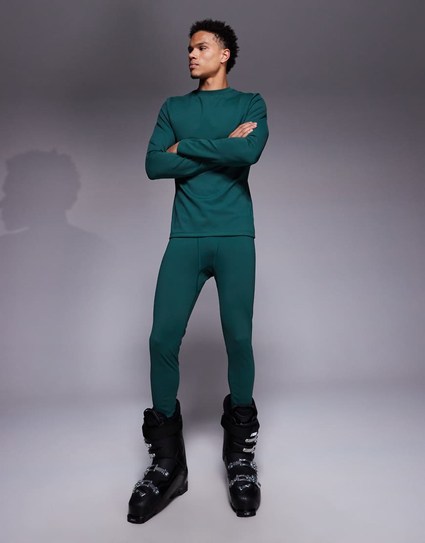 4505 - Ski - Baselayer-Leggings in Dunkelgrün mit Fleece-Rückseite und Thermobehandlung von ASOS 4505 Ski & Snow