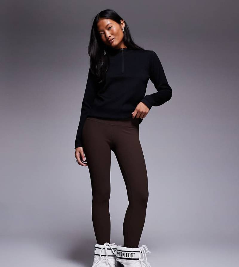 ASOS 4505 Petite - Ski - Gerippte Baselayer-Leggings in Kaffeebraun mit Fleece-Rückseite und Thermobehandlung-Brown von ASOS 4505 Ski & Snow